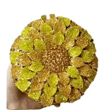 Sunflower Rhinestone Evening Bag, Bridal Wedding Clutch, Handcrafted Floral Party Bag, Crystal Clutch Purse for Formal Events
