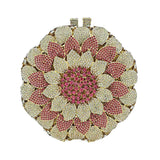 Sunflower Rhinestone Evening Bag, Bridal Wedding Clutch, Handcrafted Floral Party Bag, Crystal Clutch Purse for Formal Events