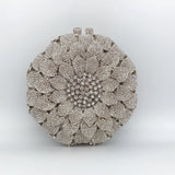Sunflower Rhinestone Evening Bag, Bridal Wedding Clutch, Handcrafted Floral Party Bag, Crystal Clutch Purse for Formal Events