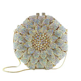 Sunflower Rhinestone Evening Bag, Bridal Wedding Clutch, Handcrafted Floral Party Bag, Crystal Clutch Purse for Formal Events