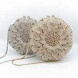 Sunflower Rhinestone Evening Bag, Bridal Wedding Clutch, Handcrafted Floral Party Bag, Crystal Clutch Purse for Formal Events