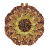 Sunflower Rhinestone Evening Bag, Bridal Wedding Clutch, Handcrafted Floral Party Bag, Crystal Clutch Purse for Formal Events