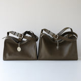 Textured Full Grain Cowhide Leather Boston Bag | Women's Shoulder & Crossbody Bag