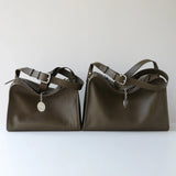 Textured Full Grain Cowhide Leather Boston Bag | Women's Shoulder & Crossbody Bag