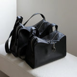 Textured Full Grain Cowhide Leather Boston Bag | Women's Shoulder & Crossbody Bag