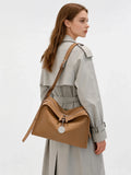 Textured Full Grain Cowhide Leather Boston Bag | Women's Shoulder & Crossbody Bag