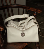 Textured Full Grain Cowhide Leather Boston Bag | Women's Shoulder & Crossbody Bag