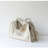 Textured Full Grain Cowhide Leather Boston Bag | Women's Shoulder & Crossbody Bag