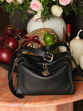 Textured Full Grain Cowhide Leather Boston Bag | Women's Shoulder & Crossbody Bag