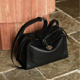 Textured Full Grain Cowhide Leather Boston Bag | Women's Shoulder & Crossbody Bag