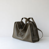 Textured Full Grain Cowhide Leather Boston Bag | Women's Shoulder & Crossbody Bag