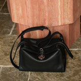 Textured Full Grain Cowhide Leather Boston Bag | Women's Shoulder & Crossbody Bag