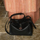 Textured Full Grain Cowhide Leather Boston Bag | Women's Shoulder & Crossbody Bag