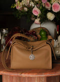 Textured Full Grain Cowhide Leather Boston Bag | Women's Shoulder & Crossbody Bag