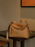 Textured Full Grain Cowhide Leather Boston Bag | Women's Shoulder & Crossbody Bag