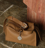 Textured Full Grain Cowhide Leather Boston Bag | Women's Shoulder & Crossbody Bag