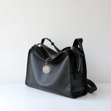 Textured Full Grain Cowhide Leather Boston Bag | Women's Shoulder & Crossbody Bag