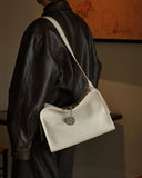 Textured Full Grain Cowhide Leather Boston Bag | Women's Shoulder & Crossbody Bag