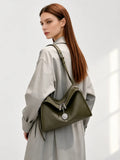 Textured Full Grain Cowhide Leather Boston Bag | Women's Shoulder & Crossbody Bag