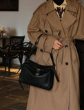 Textured Full Grain Cowhide Leather Boston Bag | Women's Shoulder & Crossbody Bag