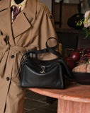Textured Full Grain Cowhide Leather Boston Bag | Women's Shoulder & Crossbody Bag