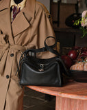 Textured Full Grain Cowhide Leather Boston Bag | Women's Shoulder & Crossbody Bag
