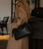 Textured Full Grain Cowhide Leather Boston Bag | Women's Shoulder & Crossbody Bag