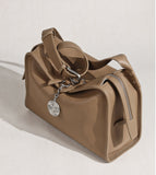 Textured Full Grain Cowhide Leather Boston Bag | Women's Shoulder & Crossbody Bag