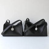 Textured Full Grain Cowhide Leather Boston Bag | Women's Shoulder & Crossbody Bag
