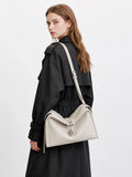 Textured Full Grain Cowhide Leather Boston Bag | Women's Shoulder & Crossbody Bag
