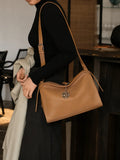 Textured Full Grain Cowhide Leather Boston Bag | Women's Shoulder & Crossbody Bag