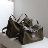 Textured Full Grain Cowhide Leather Boston Bag | Women's Shoulder & Crossbody Bag