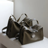 Textured Full Grain Cowhide Leather Boston Bag | Women's Shoulder & Crossbody Bag