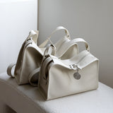 Textured Full Grain Cowhide Leather Boston Bag | Women's Shoulder & Crossbody Bag
