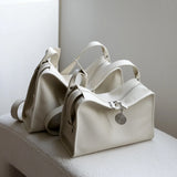 Textured Full Grain Cowhide Leather Boston Bag | Women's Shoulder & Crossbody Bag