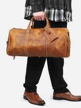 The Embossed Weekender | Handmade Full Grain Crazy Horse Leather Duffle Bag, Vintage Weekender Travel Bag for Men & Women | Carry-On Gym Overnight Bag, Ladies Leather Travel Bag