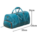 The Embossed Weekender | Handmade Full Grain Crazy Horse Leather Duffle Bag, Vintage Weekender Travel Bag for Men & Women | Carry-On Gym Overnight Bag, Ladies Leather Travel Bag