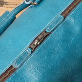 The Embossed Weekender | Handmade Full Grain Crazy Horse Leather Duffle Bag, Vintage Weekender Travel Bag for Men & Women | Carry-On Gym Overnight Bag, Ladies Leather Travel Bag