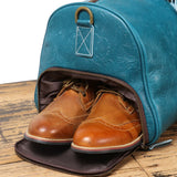 The Embossed Weekender | Handmade Full Grain Crazy Horse Leather Duffle Bag, Vintage Weekender Travel Bag for Men & Women | Carry-On Gym Overnight Bag, Ladies Leather Travel Bag