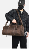 The Embossed Weekender | Handmade Full Grain Crazy Horse Leather Duffle Bag, Vintage Weekender Travel Bag for Men & Women | Carry-On Gym Overnight Bag, Ladies Leather Travel Bag