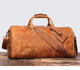 The Embossed Weekender | Handmade Full Grain Crazy Horse Leather Duffle Bag, Vintage Weekender Travel Bag for Men & Women | Carry-On Gym Overnight Bag, Ladies Leather Travel Bag