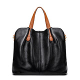 Two Tone Pebbled Leather Commuter Shoulder Bag for Women, Soft Genuine Leather Slouchy Shoulder & Handbag