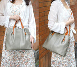 Two Tone Pebbled Leather Commuter Shoulder Bag for Women, Soft Genuine Leather Slouchy Shoulder & Handbag