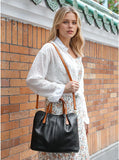 Two Tone Pebbled Leather Commuter Shoulder Bag for Women, Soft Genuine Leather Slouchy Shoulder & Handbag