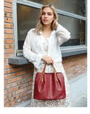 Two Tone Pebbled Leather Commuter Shoulder Bag for Women, Soft Genuine Leather Slouchy Shoulder & Handbag