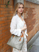 Two Tone Pebbled Leather Commuter Shoulder Bag for Women, Soft Genuine Leather Slouchy Shoulder & Handbag