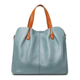 Two Tone Pebbled Leather Commuter Shoulder Bag for Women, Soft Genuine Leather Slouchy Shoulder & Handbag