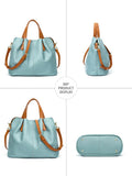 Two Tone Pebbled Leather Commuter Shoulder Bag for Women, Soft Genuine Leather Slouchy Shoulder & Handbag