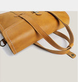 Vegetable-Tanned Full Grain Leather Briefcase – 15" Laptop Bag | Handcrafted Flap-Over Work Bag with Crossbody Strap