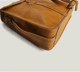Vegetable-Tanned Full Grain Leather Briefcase – 15" Laptop Bag | Handcrafted Flap-Over Work Bag with Crossbody Strap